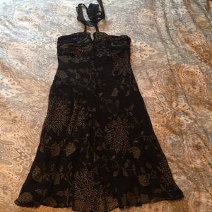 BCBG Maxazria Navy Silk Halter Dress Size 4